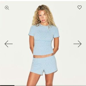 SKIMS Light Blue Patterned Pajama Top